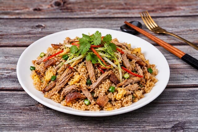 Fried Rice with Shredded Duck 鸭丝炒饭.