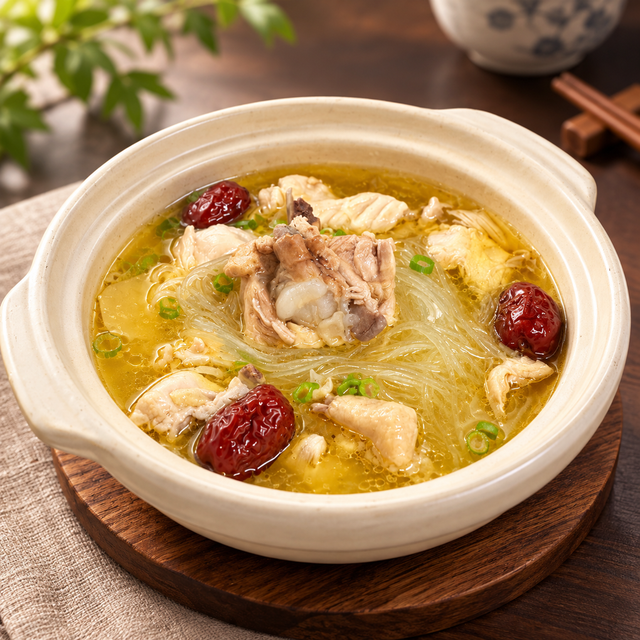 HUBEI CLAY-POT CHICKEN SOUP WITH GLASS NOODLES 湖北瓦罐粉丝鸡汤.
