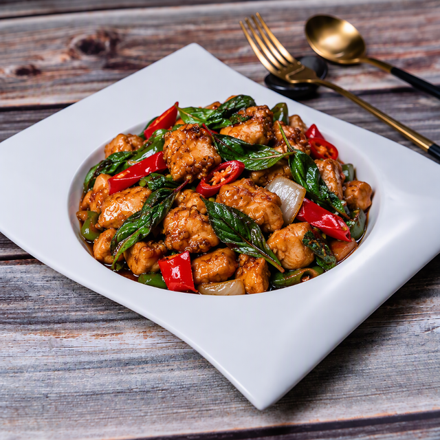 (L) Thai Basil Chicken 泰式九层塔鸡.