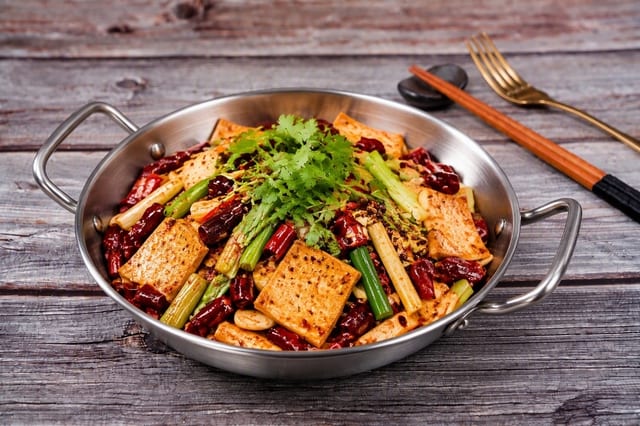 Dry Pot Tofu with Chilli 干锅千页豆腐.
